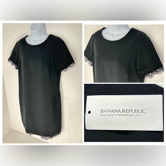 Banana Republic Dresses & Skirts - Banana Republic NWT Dress Black 10 Short Sleeve Eyelash Lace Trim Sheath Career‎